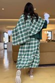Roberta Plaid Brushed Cotton Drape Cape Clover